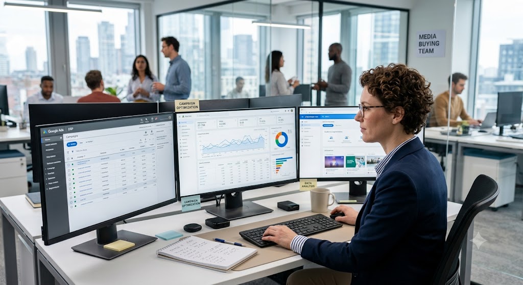 Media buying desk — campaign optimization and analytics team